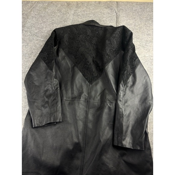 Preston and York Leather Embossed Paisley Accent Trench Collared Coat Women's L - Picture 8 of 9